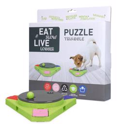 Eat Slow Live Longer Puzzle TRIANGLE Aktivitetsspil Til Hunden